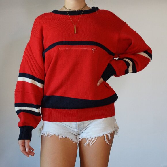 RARE! Vintage FILA Sweater with Front Pocket, Stitched Elbow Detail, Size Medium - Picture 10 of 16